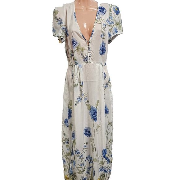 Alice McCall Floral Midi Dress Women Size 6 White Side Zip - Picture 2 of 15